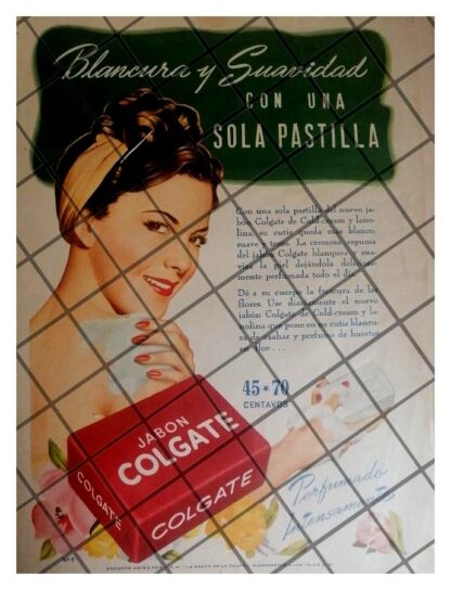 CARTEL PUBLICITARIO ANTIGUO JABON COLGATE 1946 /6