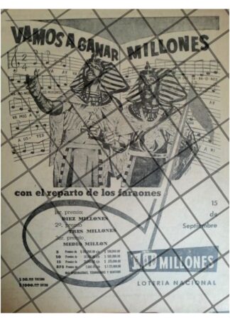 AFICHE PUBLICITARIO ANTIGUO LOTERIA NACIONAL 1953 226