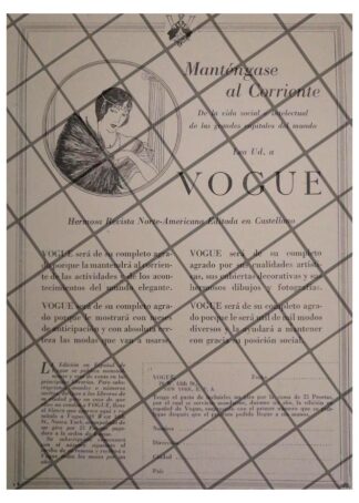AFICHE PUBLICITARIO RETRO. LA REVISTA VOGUE ESPAÑOL 1926