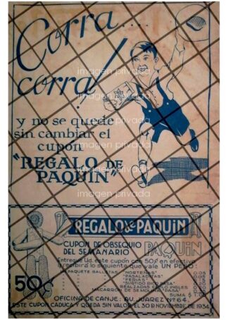 AFICHE PUBLICITARIO RETRO. CUPONES COMIC PAQUIN 1934