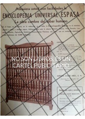 CARTEL PUBLICIDAD RETRO ENCICLOPEDIA UNIVERSAL ESPASA 1955