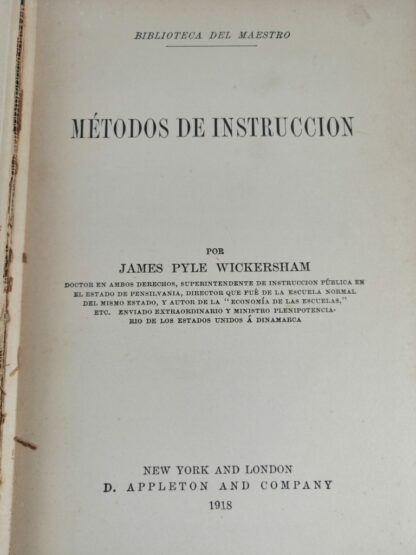 LIBRO ANTIGUO. METODOS DE INSTRUCCION. JAME PYLE. 1918 PSC - Image 3