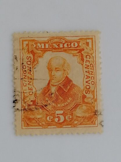 ESTAMPILLA POSTAL ANTIGUA 1910 MIGUEL HIDALGO, NARANJA A40 - Image 2