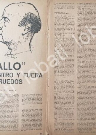 CARTEL ANTIGUO ORIGINAL DE ENTREVISTA A EL TORERO EL GALLO 1950s / TOROS
