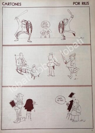 CARTEL ANTIGUO ORIGINAL DE CARICATURA RETRO DE RIUS. 1964 SATIRA A PRI Y OTROS