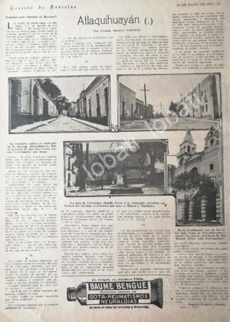 CARTEL ANTIGUO ORIGINAL DE ATLAQUIHUAYAN. POEMA INEDITO DE JOAQUIN RAMIREZ CABAÑAS, 1925 (TACUBAYA)
