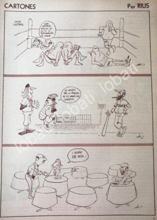 CARTEL ANTIGUO ORIGINAL DE CARICATURA RETRO DE RIUS. 1964 SATIRA A FIDEL CASTRO Y EL PRI