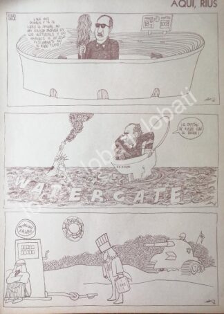CARTEL ANTIGUO ORIGINAL DE CARICATURA VINTAGE. RIUS. ASESINATO DE SALVADOR ALLENDE Y MAS 1973 /18