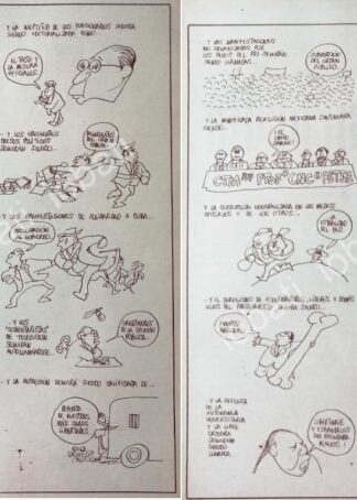CARTEL ANTIGUO ORIGINAL DE CARICATURA VINTAGE DE RIUS. REPRESION ESTUDIANTIL DE 1968