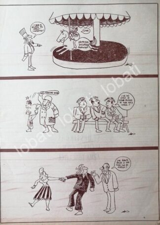 CARTEL ANTIGUO ORIGINAL DE CARICATURA VINTAGE DE RIUS. POLITICA INTERNACIONAL 1966