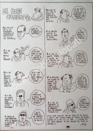 CARTEL ANTIGUO ORIGINAL DE CARICATURA VINTAGE DE RIUS. POLITICOS 1968