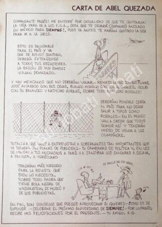 CARTEL ANTIGUO ORIGINAL DE CARTA DE ABEL QUEZADA A JOSE PAGES LLERGO 1970s