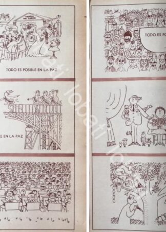CARTEL ANTIGUO ORIGINAL DE ABEL QUEZADA OPINION EN CARICATURAS TODO ES POSIBLE EN LA PAZ 1968