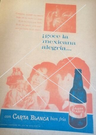 CARTEL PUBLICIDAD ANTIGUA CERVEZA CARTA BLANCA 1964 /6