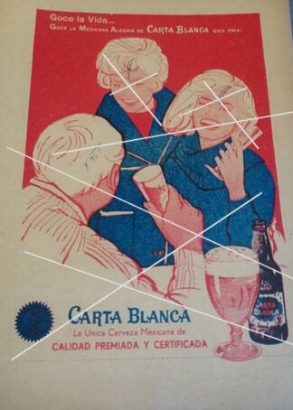 CARTEL PUBLICIDAD ANTIGUA CERVEZA CARTA BLANCA 1963 /5