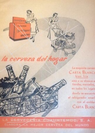 AFICHE RETRO CERVEZA CARTA BLANCA 1952 /2