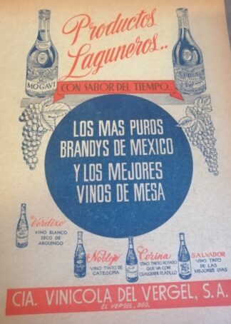 CARTEL PUBLICITARIO CIA. VINICOLA DEL VERGEL 1962