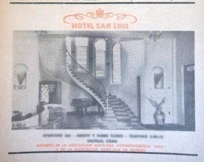 2 AFICHES ANTIGUOS HOTEL SAN LUIS 1963 SALTILLO, COAHUILA - Image 2