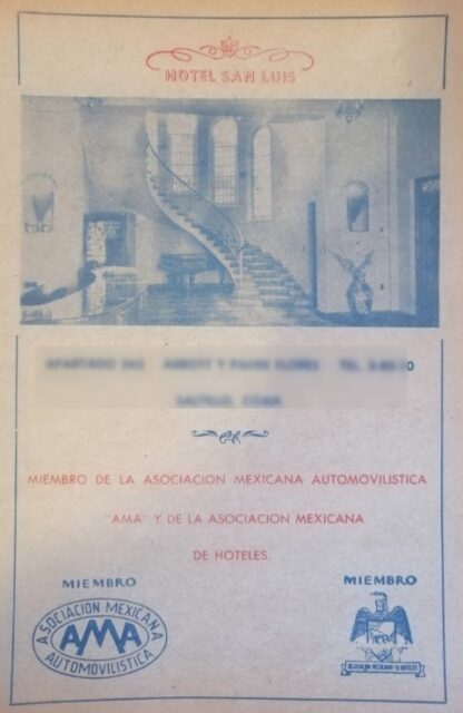2 AFICHES ANTIGUOS HOTEL SAN LUIS 1963 SALTILLO, COAHUILA - Image 3