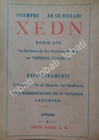 CARTEL ANTIGUO ORIGINAL DE RADIO DIFUSORA XEDN 1966 TORREON. / 94