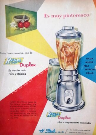 CARTEL ANTIGUO ORIGINAL DE LICUADORA REGAL 1953 H. STEELE Y CIA. /10