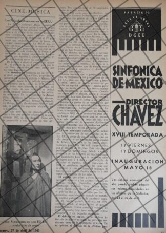 AFICHE RETRO ORQUESTA SINFONICA /DOLORES DE RIO ETC 1945