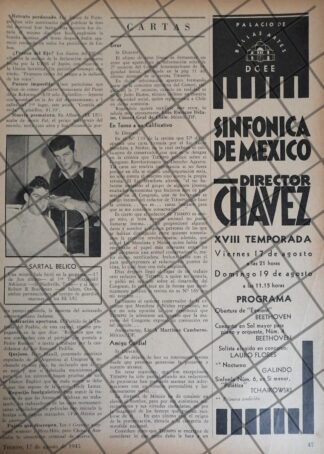 AFICHE RETRO ORQUESTA SINFONICA / A17 1945