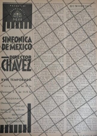 AFICHE RETRO ORQUESTA SINFONICA TEMPORADA 18 1945