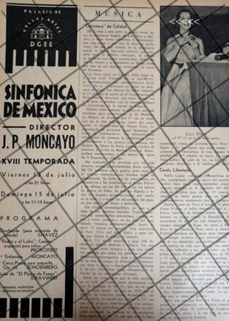 AFICHE RETRO ORQUESTA SINFONICA Y LILY PONS 1945