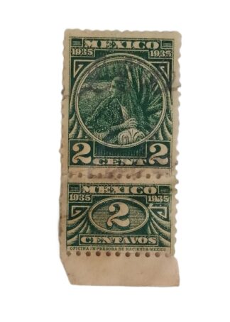 TIMBRE FISCAL ANTIGUO 1935. 2 CENTAVOS, VERDE