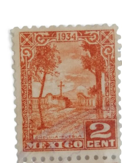 TIMBRE FISCAL ANTIGUO. MEXICO 1934 2 C. CHOLULA PUEBLA NO CANCELADO - Image 2