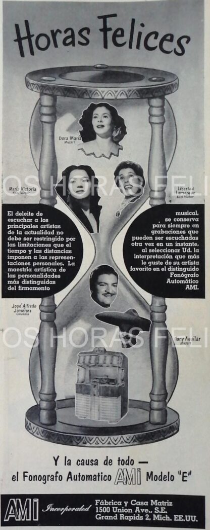 CARTEL ANTIGUO ORIGINAL DE SERIE COMPLETA 37 AFICHES ROCKOLAS AMI Y ARTISTAS FAMOSOS 1953-56 - Image 36
