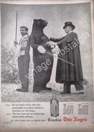 CARTEL ANTIGUO ORIGINAL DE JORGE EL CHE REYES Y GINEBRA OSO NEGRO 1960 /V289 /FEP