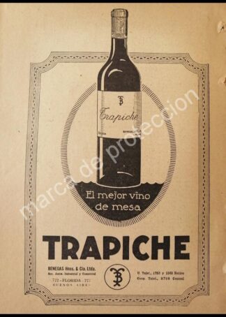 CARTEL ANTIGUO ORIGINAL DE CHAMPAGNE TRAPICHE 1927 /5