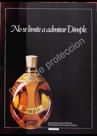 CARTEL ANTIGUO ORIGINAL DE WHISKY DIMPLE 1970s