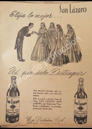 CARTEL ANTIGUO ORIGINAL DE VINOS SAN LAZARO 1947 /RARO 2