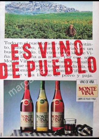CARTEL ANTIGUO ORIGINAL DE VINOS MONTE VIÑA 1990s, ESPAÑA