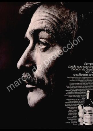 CARTEL ANTIGUO ORIGINAL DE WHISKY GRANTS 1960s / VINOS