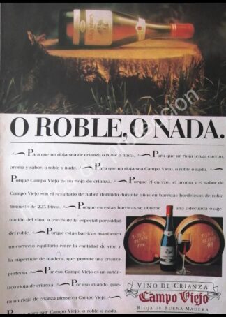 CARTEL ANTIGUO ORIGINAL DE VINOS RIOJA CAMPO VIEJO 1980s. ESPAÑA