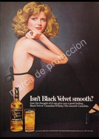 CARTEL ANTIGUO ORIGINAL DE WHISKY BLACK VELVET 1980s