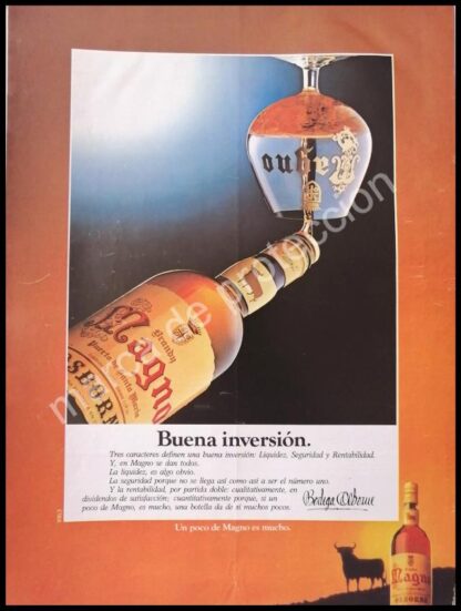 CARTEL ANTIGUO ORIGINAL DE BRANDY MAGNO. BODEGAS OSBORNE 1990