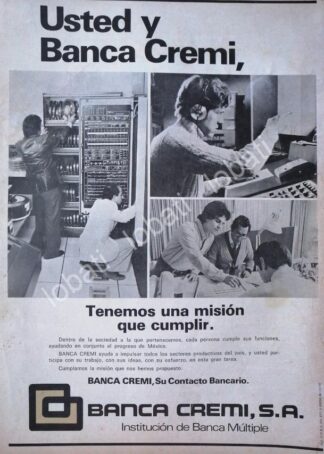 CARTEL ANTIGUO ORIGINAL DE BANCO BANCA CREMI S.A 1978 /130