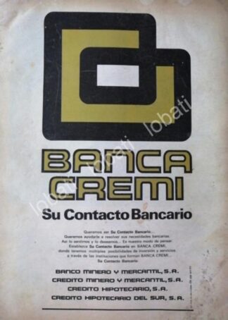 CARTEL ANTIGUO ORIGINAL DE BANCO BANCA CREMI S.A 1977 /128