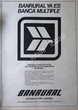 CARTEL ANTIGUO ORIGINAL DE BANCO BANRURAL 1982 /122