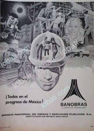 CARTEL ANTIGUO ORIGINAL DE AFICHE DEL BANCO BANOBRAS 1981 / PUBLICIDAD ARTISTICA 137