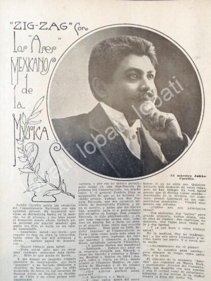 CARTEL ANTIGUO ORIGINAL DE NOTA ANTIGUA ENTREVISTA CON JULIAN CARRILLO 1920 / SEPARADO - Image 3