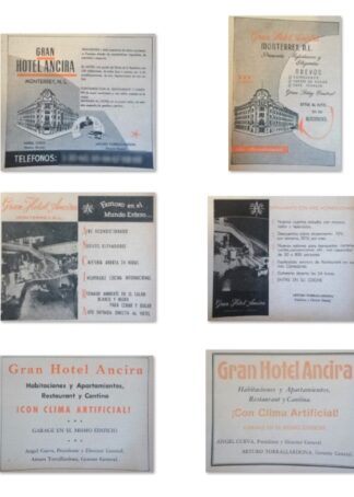6 AFICHES ANTIGUOS HOTEL ANCIRA MONTERREY 1963 1950s 60s