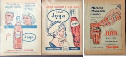CARTEL ANTIGUO ORIGINAL DE SET DE 3 AFICHES REFRESCOS JOYA 1950s-60s