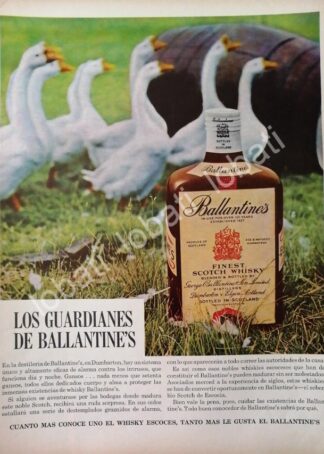 CARTEL ANTIGUO ORIGINAL DE VINOS WHISKY BALLANTINES 1950s /482