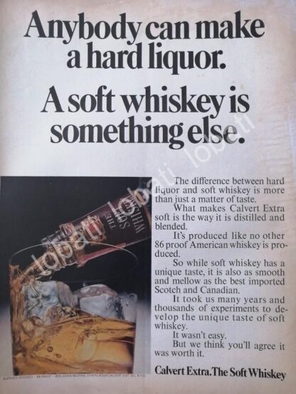 CARTEL ANTIGUO ORIGINAL DE VINOS. WHISKY CALVERT EXTRA 1970 /588